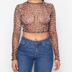 Leopard mesh top